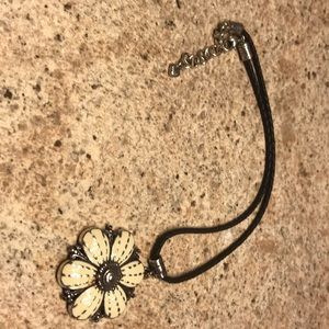 Brighton Necklace w/Dark Brown Leather with Flower
